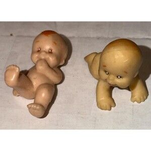 Vintage Kewpie Baby Figurines | Plastic Piano Babies | Mid-Century Nursery Decor